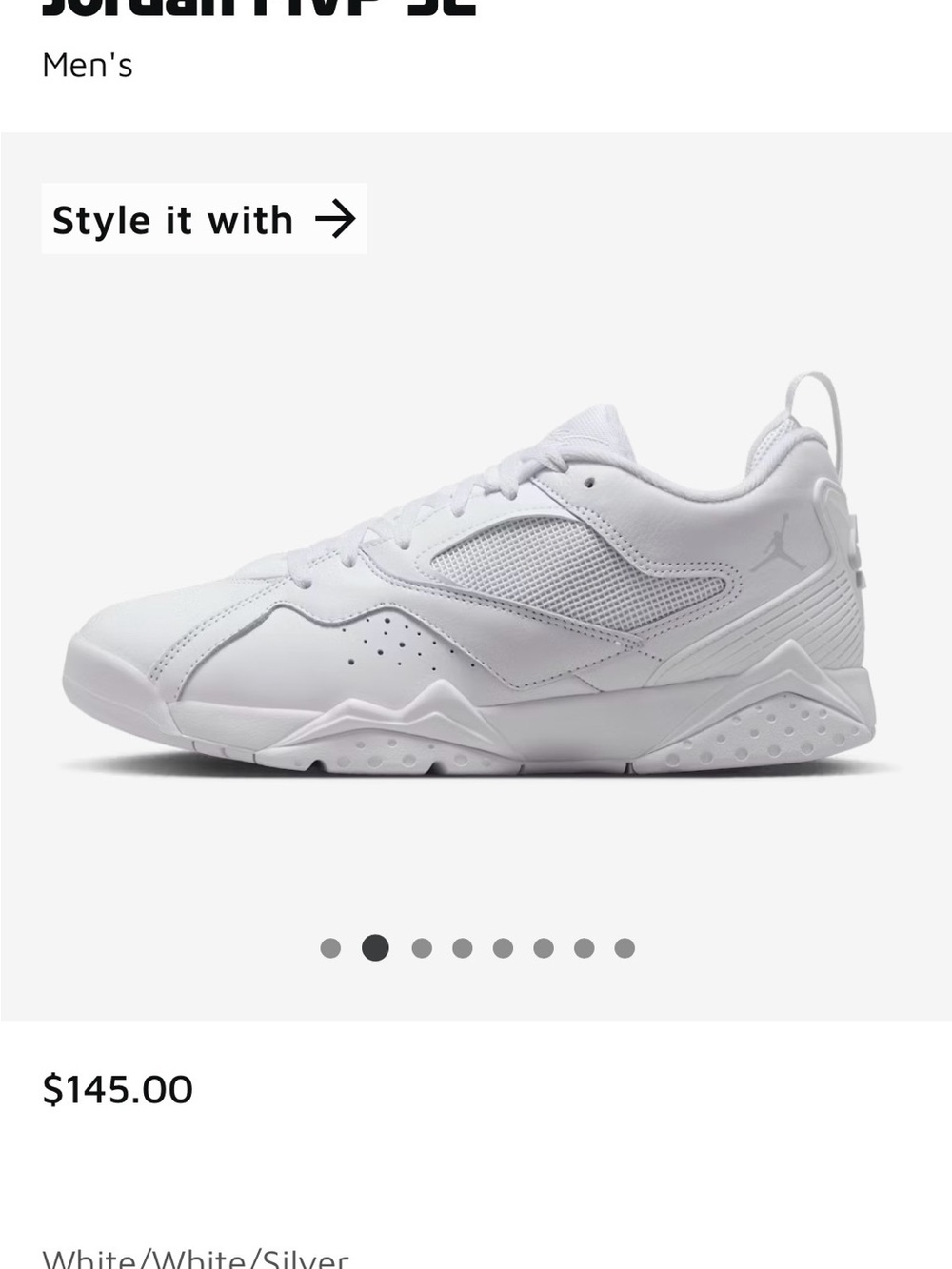 Jordan MVP 92 Men's White Low-Top Sneakers - Picture 8 of 9